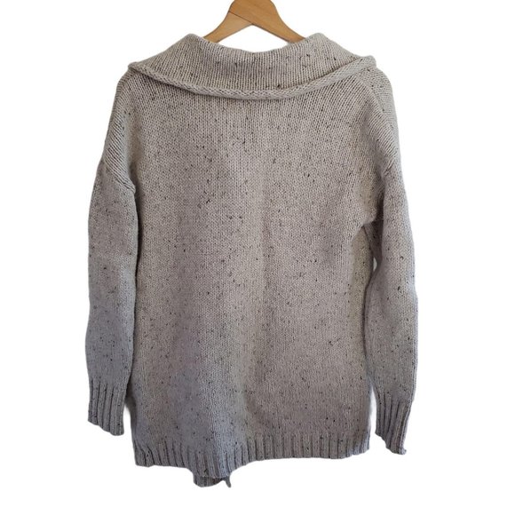 Cynthia Rowley Wool Blend Cowl Cardigan Sweater M Marled Toggle Button Pockets - Picture 2 of 6